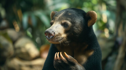 Bear The smallest bear species, native to the tropical forests of Southeast, known for its short, sleek fur and distinct chest patch