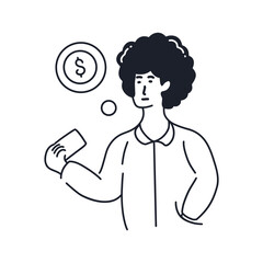 Hand Drawn Finance Concept Character. Vector Illustration in Doodle Style