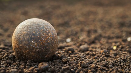 Closeup of a Rusty Metal Ball on the Ground