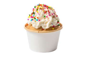 Delicious cake batter ice cream PNG with transparent background, ideal for food illustrations, dessert menu designs, and creative culinary projects
