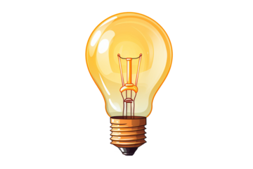 Cartoon light bulb illustration with PNG  transparent background, fun and playful lighting icon for creative designs and digital projects