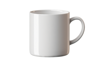 Ceramic coffee mug with minimalist design isolated on transparent background, ideal for branding and product display in high-resolution PNG format