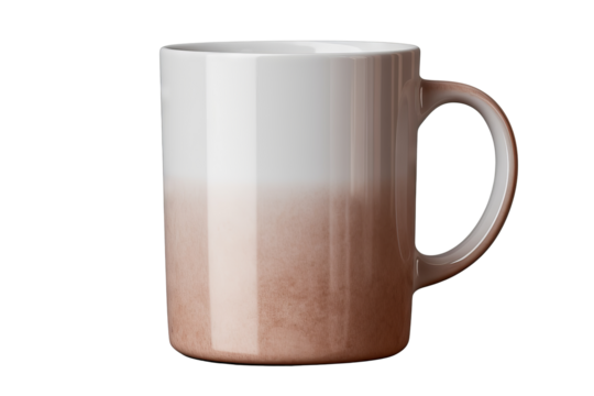 Ceramic coffee mug with minimalist design isolated on transparent background, ideal for branding and product display in high-resolution PNG format