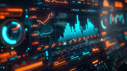 Obraz premium Digital Dashboard with Charts and Data