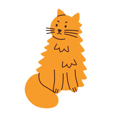 Fluffy ginger cat vector illustration. Adorable cartoon pet with orange fur, for animal lovers, pet shops, and veterinarians. Cute and playful flat kitten, adorable domestic Maine Coon