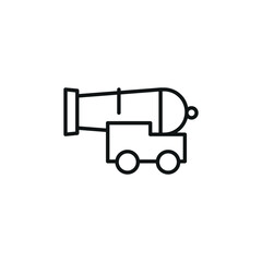 Cannon icon. A symbol of historical military artillery. Ideal for content related to warfare history, military museums, or educational resources about past battle strategies. Vector illustration
