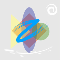 Composition of basic geometric shapes with soft pastel colors for background image illustration