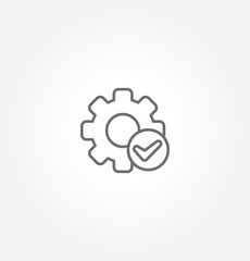 Clipboard with gear isolated icon. Technical support check list icon. Management flat icon concept. Software development.