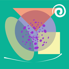 Composition of basic geometric shapes with soft pastel colors for background image illustration