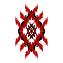 Ikat ethnic pattern art. American, Mexican style. Background Aztec tribal ornament. Design for fabric, clothing, textile, logo, symbol.