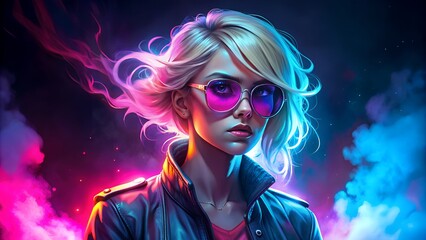 Portrait of a Trendy Girl in Neon Hues