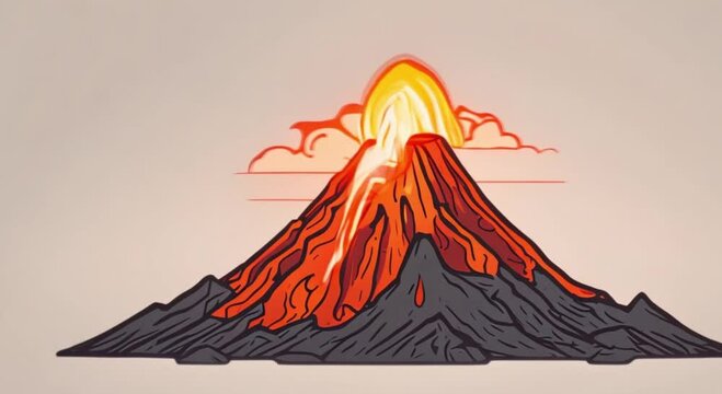 volcano eruption with fire