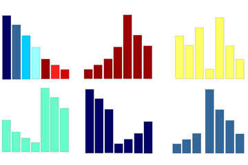 Fototapeta premium Business data graph analytics vector elements. Bar pie charts diagrams and graphs flat icon. Infographics data analytics design elements isolated on white background