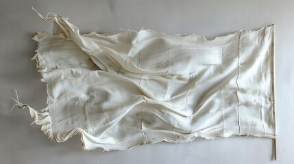 Obraz premium A white flag design with frayed edges, capturing perfection and wear