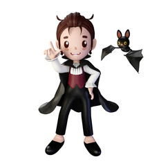 3D rendering illustration, vampire character, suitable for Halloween