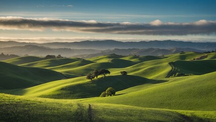Fototapeta premium Rolling green hills in california
