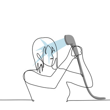 woman taking shower, line art clip art preview