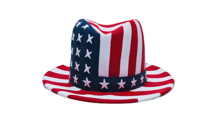 Obraz premium Top hat with American flag colors Isolated on transparent Background. 