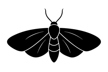 Intricate vector illustration of a moth in black silhouette on white background perfect for nature-inspired designs