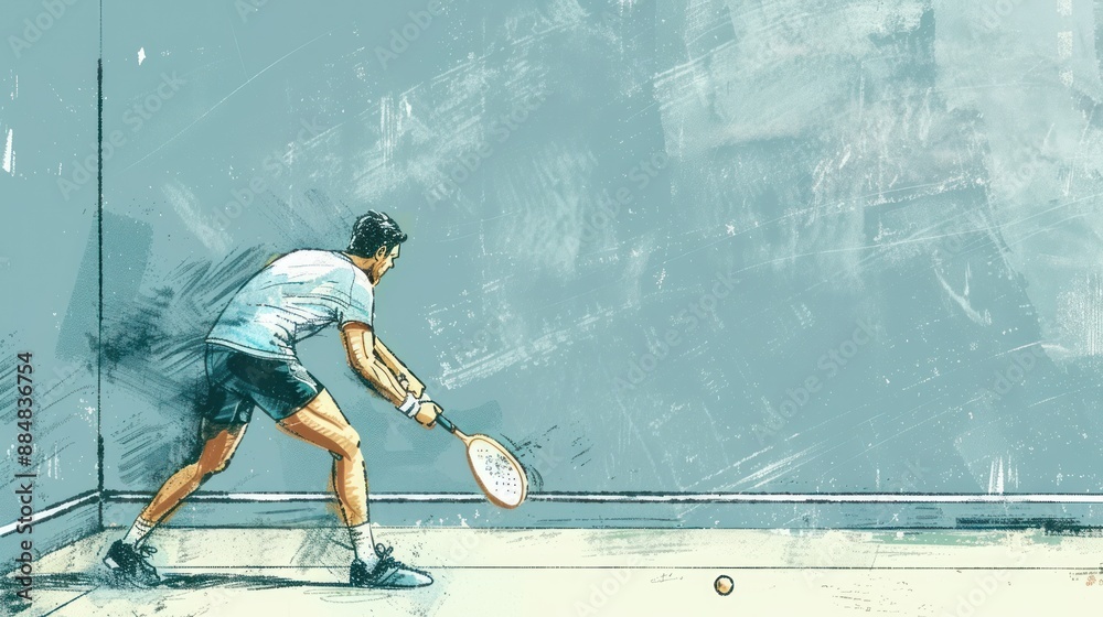 Sticker Squash Player in Action: A Digital Illustration