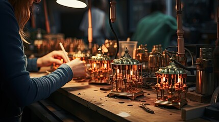 Close-up of hands crafting a jewelry piece in their studio, meticulous work  