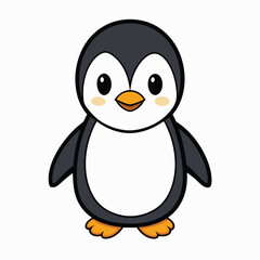 little penguin in white background isolated. penguin cartoon vector illustration