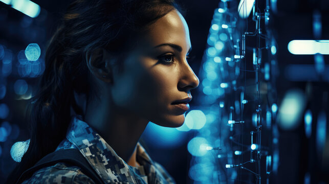 Fototapeta generated illustration  close up portrait  of  man with military uniform