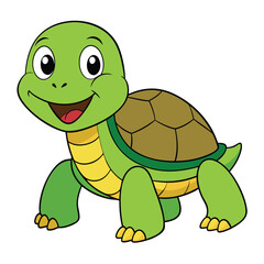 little happy Turtle in white background isolated.  turtle cartoon vector illustration