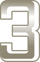 Silver metallic number 3