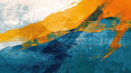 Naklejka premium Abstract Blue and Orange Canvas