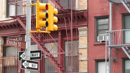 New York City Manhattan Soho fashion district Grand, Crosby streets, Broadway. USA urban building...