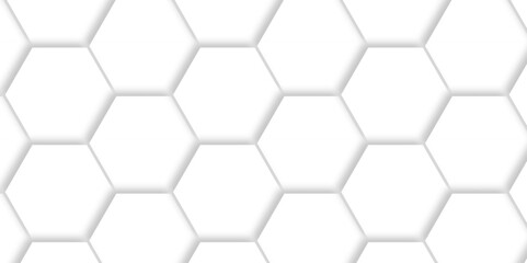 Abstract hexagonal futuristic geometric backdrop White background and embossed hexagon , honeycomb white hexagon concept design abstract technology background vector background, or wallpaper.