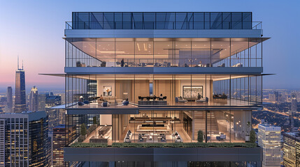 Luxury Penthouse with Panoramic City Views at Dusk
