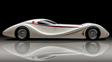 Naklejka premium Elegant White Futuristic Car with Curved Design