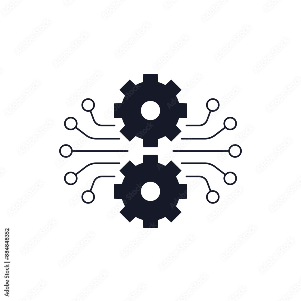 Sticker project execution icon with gears