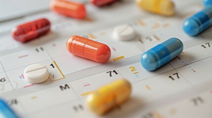 Close-up of a calendar marked with the medication schedule for H.pylori treatment, highlighting the importance of consistency and adherence.