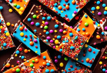 Obraz premium vibrant candy bark adorned sprinkles assorted colors sweet treats desserts, rainbow, lgbtq, lgbt, pride, colorful, love, equality, bright, multicolored