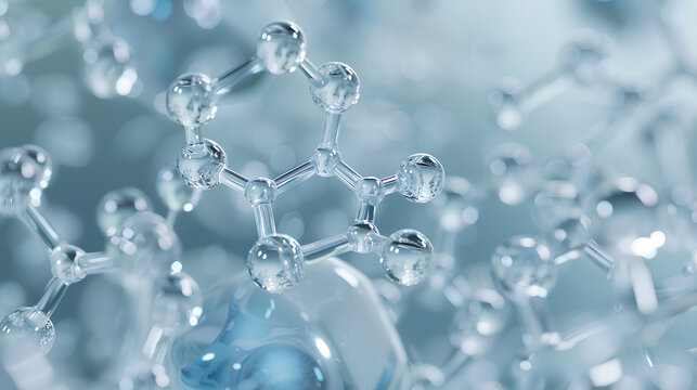 Transparent molecules with different angles, 3d rendering. Stock Illustration
