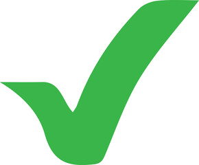 Green checkmark tick icon.	