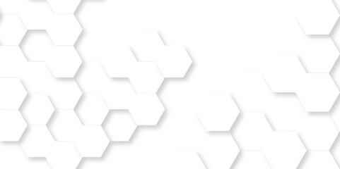 Abstract 3d hexagonal futuristic geometric backdrop White background and embossed hexagon , honeycomb white hexagon concept design abstract technology background vector background, or wallpaper.