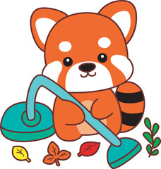 Illustration of Cute Red Panda activities.
Icon of funny red panda sticker elements.