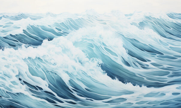 foamy waves rolling up in ocean