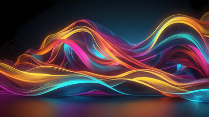 Vibrant 3D Abstract Neon Wave Art