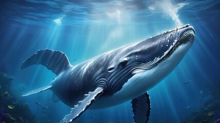 Fototapeta premium humpback whale under the sea