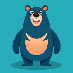 Cute bear. Nice funny blue animal bear. Cute forest animal. Simple and funny teddy bear standing. Flat vector style cartoon illustration.