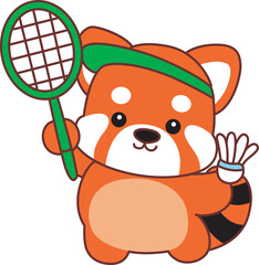 Illustration of Cute Red Panda activities.
Icon of funny red panda sticker elements.
