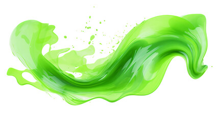 Versatile green cream liquid paint ink splash swirl wave on transparent background, PNG cutout with multiple design variations for graphic design mockups and art projects