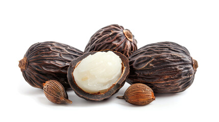 Shea Nut Isolated on White Background, Natural Shea Kernel, Shea Butter Source, Organic Ingredient, Shea Fruit, Botanical Illustration, African Shea Nut, Skincare Ingredient, Raw Shea Nut