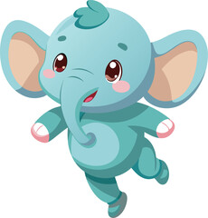 Obraz premium Cute and Cuddly Cartoon Baby Elephant, Playful Pachyderm Clipart. 