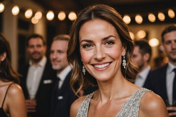 Portrait smiling, elegant woman at party
